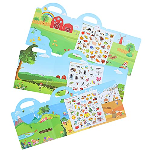 BESPORTBLE 3 Sätze Aufkleberbuch Lustige und Lehrreiche Stickerbücher für Kleinkinder Szenenaufkleber für Kreativität und Bildung Wiederverwendbar für Einsatz Kindergarten und Vorschule von BESPORTBLE