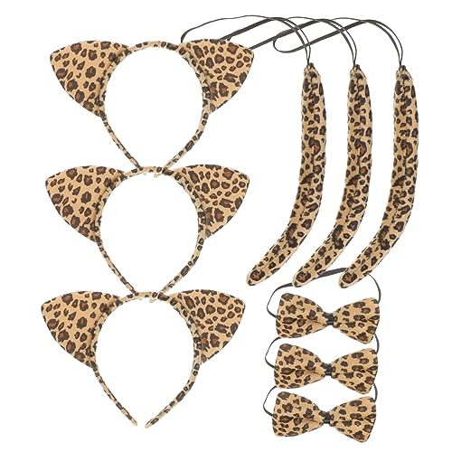 BESPORTBLE 3 Sätze Katzenohren Stirnband Set mit Schleife Teiliges Kostüm für Halloween Cosplay Kostümpartys Langlebig und Bequem Gelbes Leopardenmuster BESPORTBLE 3 Sätze Katzenohren Stirnband Set mit Schleife Teiliges Kostüm für Halloween Cosplay Kostümpartys Langlebig und Bequem Gelbes Leopardenmuster von BESPORTBLE