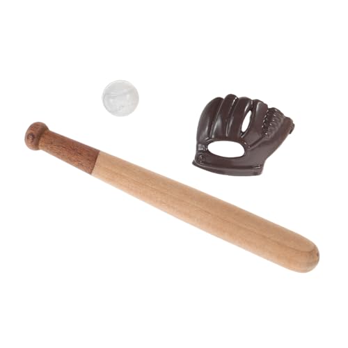 BESPORTBLE 3 Sätze Mini Baseball Bat Ornament mit Ball und Handschuh Detaillierte Miniatur für Puppenhaus Langlebiges Sports Modell für DIY Basteln Sammler und Diorama Zubehör von BESPORTBLE