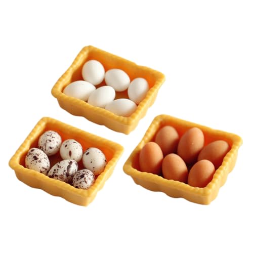 BESPORTBLE 3 Sätze Miniatur Eier Set Teiliges Set mit Miniatur Eierkartons für Puppenhaus und Mikrolandschaften Realistische Deko Elemente für Kreative Spiele und Sammlungen von BESPORTBLE