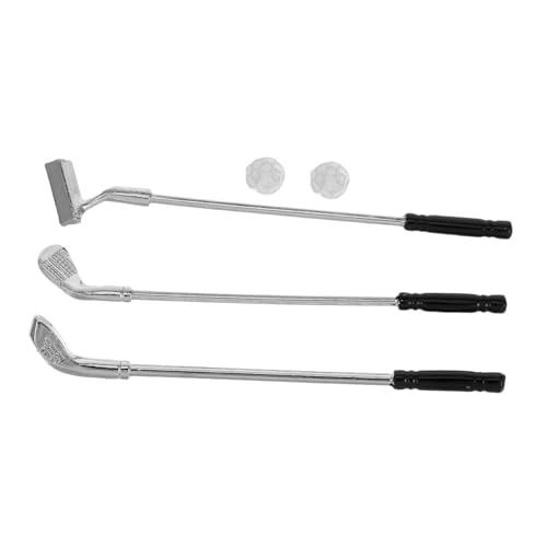 BESPORTBLE 3 Sätze Miniatur Golfset aus Langlebiger Legierung Golfschläger und Bälle Realistische Miniatur für Puppenhaus Zubehör Dekoratives Mini Golfspiel für Zuhause und Sammlung von BESPORTBLE