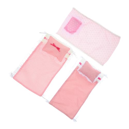 BESPORTBLE 3 Sätze Miniatur Puppenhaus Bettwäsche Set mit Teiligem Zubehör aus Weichem Inklusive Puppendecke und Kissen Dekoratives Miniatur Dollhouse Accessoire für Puppenhaus Schlafzimmer von BESPORTBLE