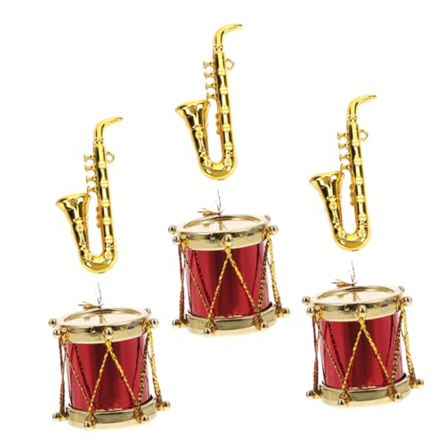 BESPORTBLE 3 Sätze Teiliges Puppenhaus Musikinstrument mit Mini Saxophon und Mini Schlagzeug für Fotorequisiten und Mikro Szenen Dekoration von BESPORTBLE
