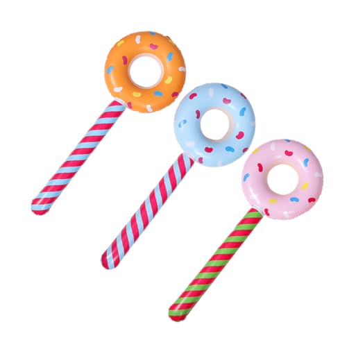 BESPORTBLE 3 Stück Aufblasbare Donut Donuts Aufblasbares Sommerspielzeug Aufblasbare Donut Lutscher Donut Dekorationen Cheerleading Geräuschstäbe Donut Party Dekorationen Donut von BESPORTBLE