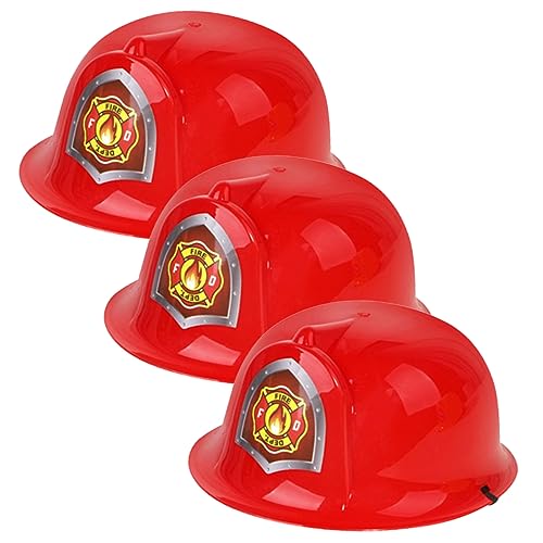 BESPORTBLE 3 Stück Feuerwehrhelm für Kinder Kunststoff Spielzeug Feuerwehr Kostüm Zubehör Party Favor Rollenspiel für Jungen und Mädchen von BESPORTBLE