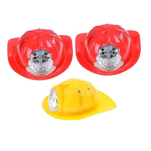BESPORTBLE 3 Stück Feuerwehrhelm für Sicherheitshelme Rot und Gelb für Rollenspiele Kostüme und Partys Robuste und Leicht zu Reinigende Accessoires für Kleinkinder und Erwachsene von BESPORTBLE