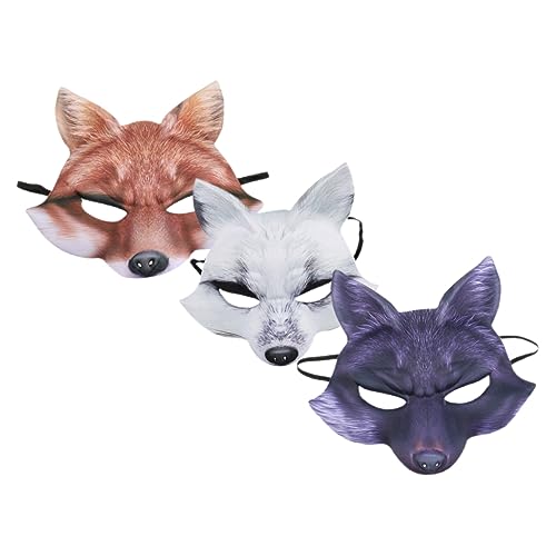 BESPORTBLE 3 Stück Fuchs halloween costume halloween kleidung masken fasching halloween-masken halloween masks für Party Fuchsmaske Maskerademaske Halloween Kostümmaske Eva von BESPORTBLE