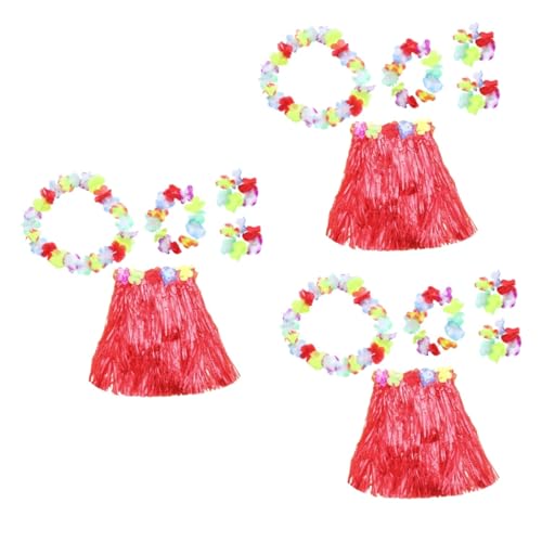 BESPORTBLE 3 Stück Hawaiian Grassrock Set Luau Kostüm mit Blumengirlande Stirnband Armbändern Tropische Party Zubehör Rot BESPORTBLE 3 Stück Hawaiian Grassrock Set Luau Kostüm mit Blumengirlande Stirnband Armbändern Tropische Party Zubehör Rot von BESPORTBLE