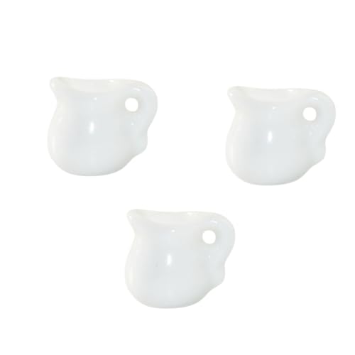BESPORTBLE 3 Stück Milchkrüge aus Keramik Weiße Mini Sauciere für Puppenhaus Dekoration für DIY Projekte und Mikrolandschaften von BESPORTBLE