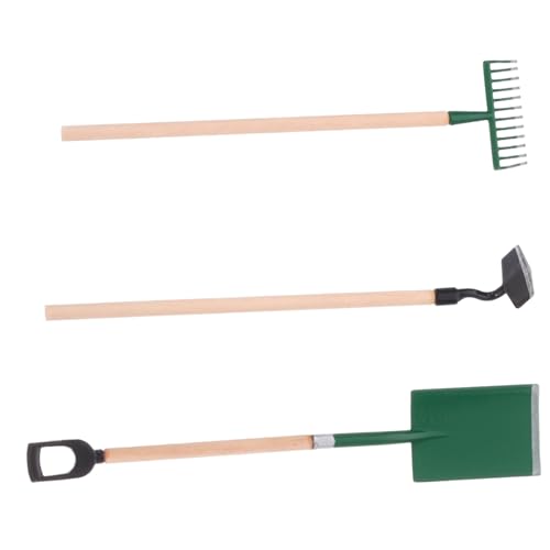 BESPORTBLE 3 Stück Mini Gartenwerkzeug Set Teilig für Robustes Miniatur Gartengeräte Set mit Rechen und Hacke Spielerisches Zubehör für Puppenhaus und Outdoor Gartenaktivitäten von BESPORTBLE