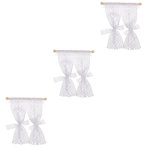 BESPORTBLE 3 Stück Miniatur Gardinen Teiliges Romantischer Spitzenvorhang Feine Verarbeitung Kleine Fensterdekoration für Mini und Puppenhäuser Geeignet für DIY Basteln und Tiny House Zubehör von BESPORTBLE