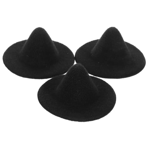 BESPORTBLE 3 Stück Miniatur Hexenhüte Schwarz Filzhut Puppenzubehör Halloween DIY Dekoration für Puppen Haustiere und Bastelbedarf von BESPORTBLE