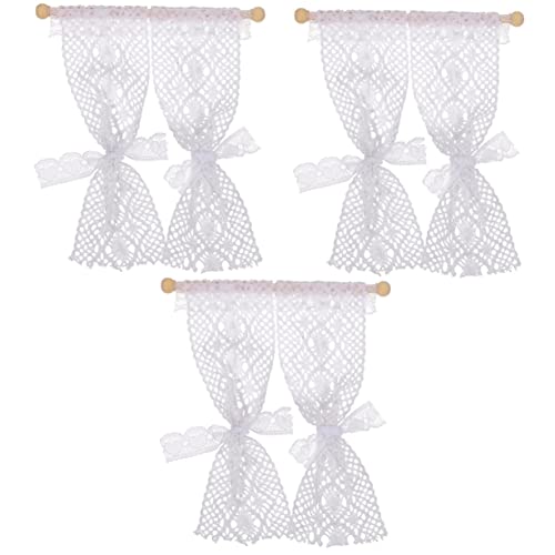BESPORTBLE 3 Stück Miniatur Miniaturvorhang für Puppenhaus Eleganter Spitzenvorhang DIY Zubehör für Miniaturhaus Kleines Fensterdekor Feenhaus Garten Accessoire Stilvolles Modell von BESPORTBLE