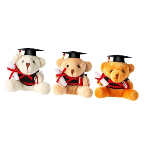 BESPORTBLE 3 Stück Plüsch Bär Süße Abschluss Bären Puppe für Tischdekoration Sofa Bett und Feiertagsgeschenke Beige Hellbraun Dunkelbraun von BESPORTBLE