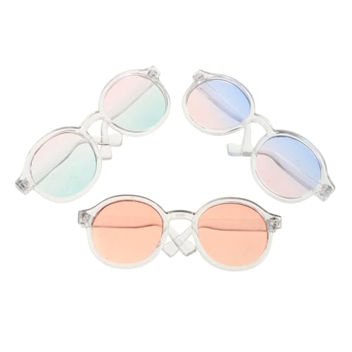 BESPORTBLE 3 Stück Puppenbrillen Zubehör Puppenhaus Zubehör Miniatur Puppenbrille Runde Puppenhaus Brille Für Puppe Mini Puppenbrille Puppen Aus Kunststoff von BESPORTBLE