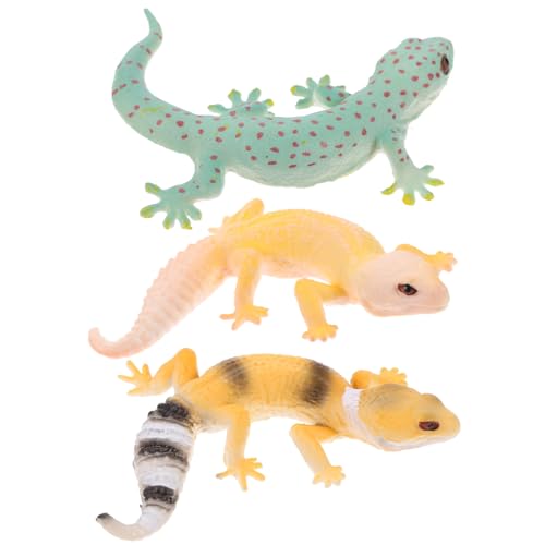 BESPORTBLE 3 Stück Realistische Gecko Tiermodell Stabile Kleine Reptilienfiguren mit Glatter Oberfläche Pädagogisches für Kreativität und Dekoration im Garten oder Partybereich von BESPORTBLE