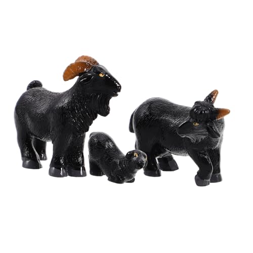 BESPORTBLE 3 Stück Schwarze Schafe Miniatur-Figur, Realistische Schaf-Statue Für Mikrolandschaften, Kleine Kleine Bauernhoftier-Figuren, Niedliche Lamm-Ornamente Aus Kunstharz, von BESPORTBLE