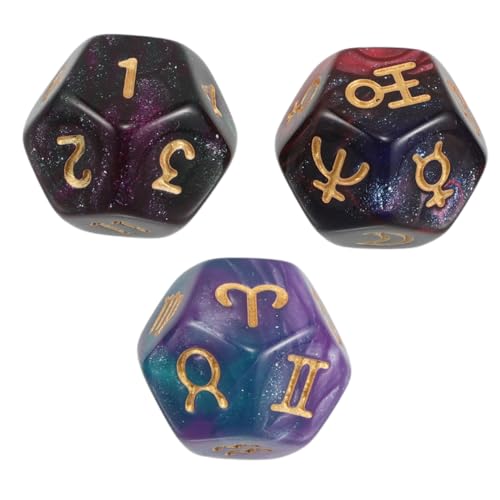 BESPORTBLE 3 Stück Seitige Astrologie Würfel Konstellationswürfel für Divination und Brettspiele für Tarot Fans und Rollenspiele Einzigartiges Design zur Astologischen Wissens von BESPORTBLE