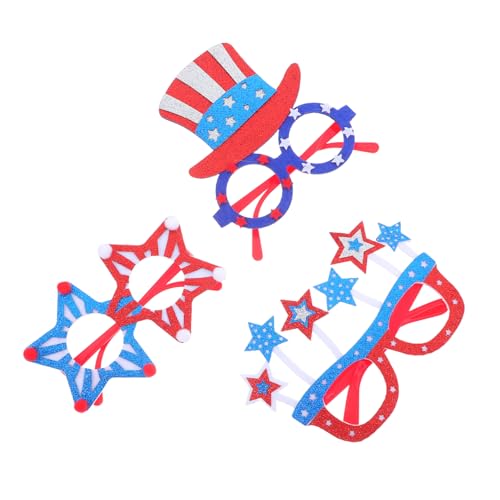 BESPORTBLE 3 Stück Teiliges Amerikanische Unabhängigkeitstag Partybrille in Sternform Lustige Cartoon Brillen aus Stoff und Filz Leicht und als Foto Requisite für Feierlichkeiten von BESPORTBLE