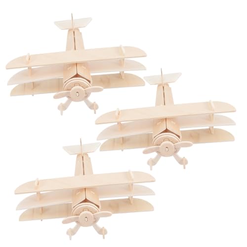 BESPORTBLE 3 Stück Teiliges DIY Holzflugzeug Bausatz zum Bemalen und Zusammenbauen Holzflugzeug Modellspielzeug für Hand Auge Koordination Kreatives Bastelset und Geburtstagsgeschenk von BESPORTBLE
