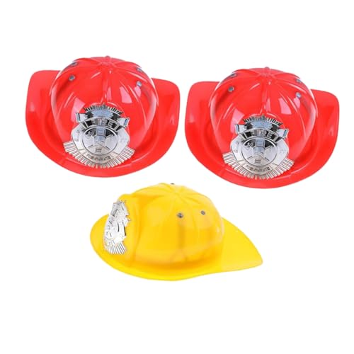 BESPORTBLE 3 Stück Teiliges Feuerwehrhelm Kunststoff für Erwachsene Authentisch Gestaltete Feuerwehrmützen in Rot und Gelb Geeignet für Halloween Rollenspiele und Fasching von BESPORTBLE