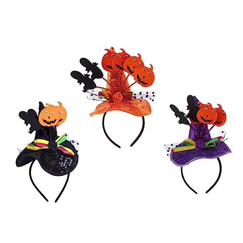 BESPORTBLE 3 Stück Teiliges Halloween Haarreif mit Hexenhut Design Stylische Kopfbedeckung für Halloween Feiern Cosplay und Partys Orange und Schwarz von BESPORTBLE