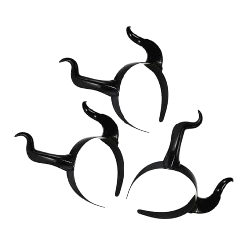 BESPORTBLE 3 Stück Teiliges Halloween Stirnband mit Realistischen Teufelshörnern Leichter Kopfschmuck für Kostüme Party und Maskerade Schwarzes Hörner Accessoire für Damen und Herren von BESPORTBLE