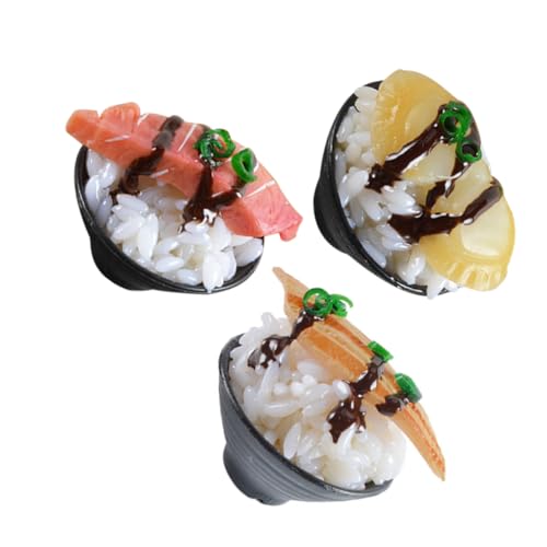BESPORTBLE 3 Stück Teiliges Künstlicher Mini Sushi Reis Modell Lebensechte Spielküchen Lebensmittel Realistisches für Dekoratives Essensornament für Tisch und Fotos von BESPORTBLE