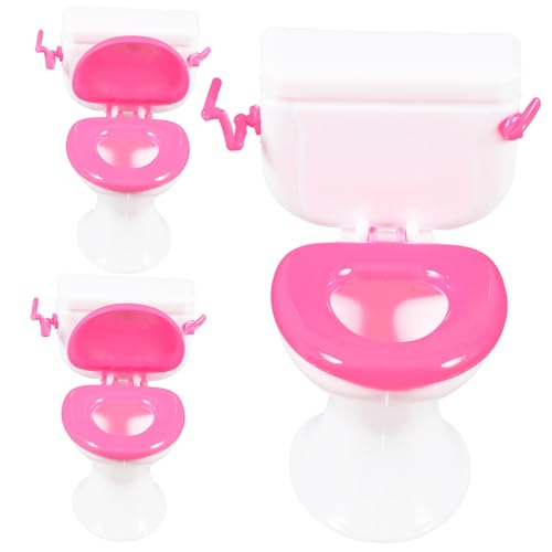 BESPORTBLE 3 Stück Teiliges Mini Puppenhaus Badezimmer mit Toilette Langlebiges Puppenmöbel Zubehör für Dekoratives Miniatur Badmöbel für Puppenhaus und Sammler von BESPORTBLE
