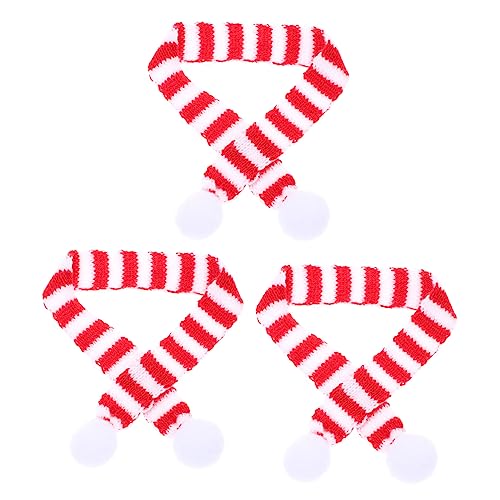 BESPORTBLE 3 Stück Teiliges Mini Strickschal Weihnachten Rote und Weiße Schals für Flaschen Puppen Kleine Spielzeugfiguren Flexible Strapazierfähige Weihnachtsdeko Zubehör von BESPORTBLE