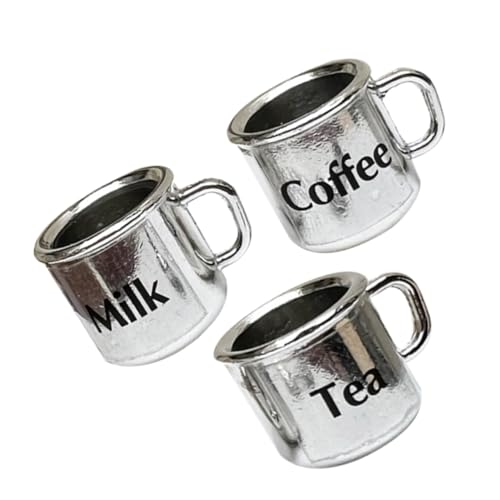 BESPORTBLE 3 Stück Teiliges Miniatur Metall Teetassen für Puppenhaus Realistische Miniatur Kaffeetassen Silber mit Lebendigen Farben für Dekoration von Modellhäusern und Puppenhäusern von BESPORTBLE