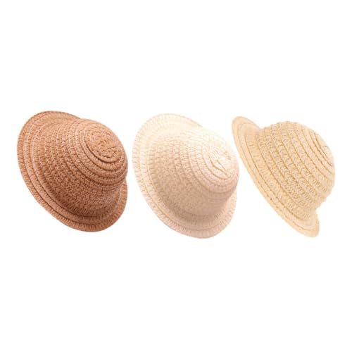 BESPORTBLE 3 Stück Teiliges Miniatur Strohhut für Puppen Leichte Weiche Bastelhüte in Beige und Braun Modische Mini Bauarbeiter und Handwerkshüte Geeignet als Puppenzubehör und Foto von BESPORTBLE