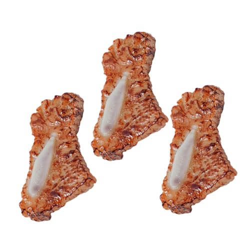 BESPORTBLE 3 Stück Teiliges PVC Rib Meat Modell Realistische Nachbildung von Rinder Langlebige Deko für Festival und Schaufenster Täuschend Echtes Fleischimitat für Spiel und Ausstellung von BESPORTBLE