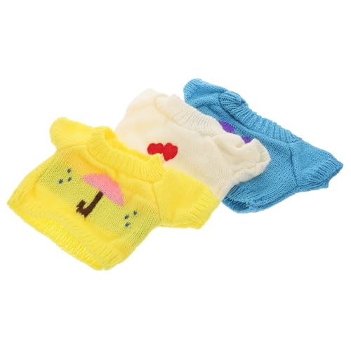 BESPORTBLE 3 Stück Teiliges Puppenbekleidungsset für Kuscheltiere Austauschbare Sweater für Bären Vielseitige Designs Weiß Gelb und Blau Fördert Kreatives und Macht Spannender von BESPORTBLE