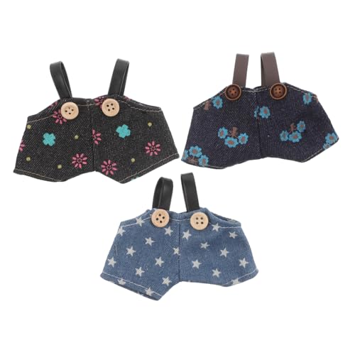 BESPORTBLE 3 Stück Teiliges Puppenkleid Baumwolle Denim Latzhosen für Kuscheltiere und Puppen Weiche Bequeme DIY Kleidung für Kawaii Doll Clothes Passend Einfache An Ausziehfunktion von BESPORTBLE