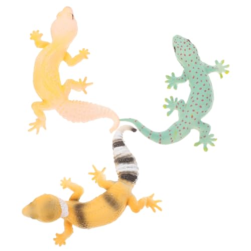 BESPORTBLE 3 Stück Teiliges Reptilien Robustem Realistische Gecko Figuren mit Glatter Oberfläche Sicher und Langlebig als Sammelfiguren und Dekorative Ornamente für Schultisch und Zimmer von BESPORTBLE