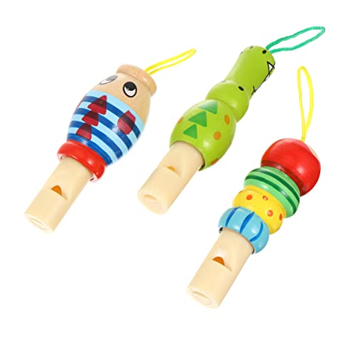 BESPORTBLE 3 Stück Teiliges Set Holzspielzeug Tierpfeife aus Hochwertigem Holz mit Glatter Oberfläche Sicher und Langlebig Lustige Cartoon Flöte als für Kleinkinder von BESPORTBLE