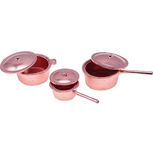 BESPORTBLE 3 Stück Teiliges Set Mini Kochgeschirr für Dekorative Töpfe und Pfannen Realistische Miniatur Küchenutensilien für Puppenhäuser und Mini Szenen von BESPORTBLE