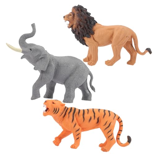 BESPORTBLE 3 Stück Teiliges Wildlife Tierfiguren aus Robustem Kunststoff Realistische Dschungeltiere Elefant Tiger Raubtier Pädagogisches Lernspielzeug für Kleinkinder Kreatives Rollenspiel von BESPORTBLE