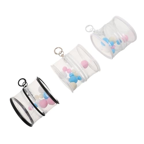 BESPORTBLE 3 Stück Tragbare PVC Display Taschen Transparent mit Schlüsselanhänger und Bällen Hängender Organizer für Actionfiguren und Leichtes Aufbewahrungs Etui in Klarem Transparent von BESPORTBLE