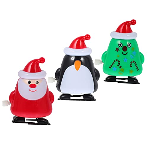 BESPORTBLE 3 Stück Weihnachtsspielzeug Teiliges aus Kunststoff Wind Up Weihnachtsmann Weihnachtsbaum und Pinguin Kindgerechtes Aufziehspielzeug Dekoratives Xmas für Jungen und Mädchen von BESPORTBLE