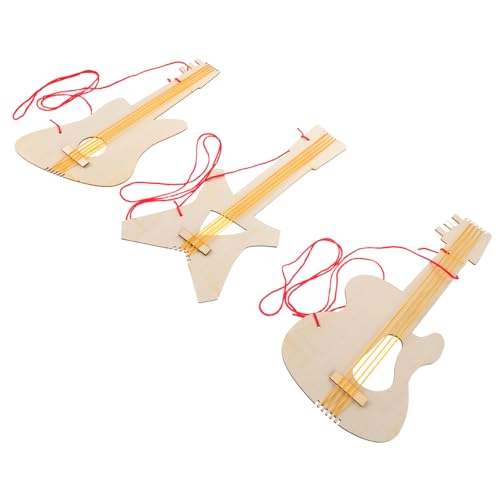 BESPORTBLE 3 Stücke Holz Gitarren Bastelset für DIY Malen Gestalten für Musikunterricht und Themenpartys für Kleine Musiker und Kreative Projekte von BESPORTBLE