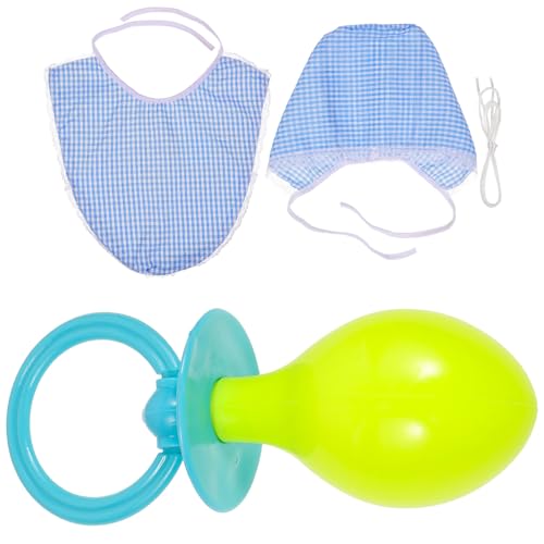 BESPORTBLE 3-Teiliges Babykostüm Für Erwachsene: Lustige Requisiten Lätzchen Mütze Schnuller Für Cosplay Halloween Partys (Blau) von BESPORTBLE