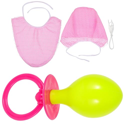 BESPORTBLE 3-Teiliges Babykostüm Für Erwachsene: Lustige Requisiten Lätzchen Mütze Schnuller Für Cosplay Halloween Partys (Pink) von BESPORTBLE