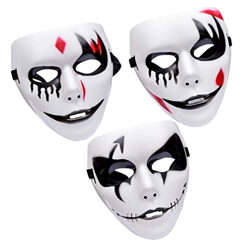 BESPORTBLE 3 stücke Halloween Kostüme Maske Tod Scary Creepy Horrible Gesichtsmaske Cosplay Party Requisiten für Frauen Männer (weiß) von BESPORTBLE