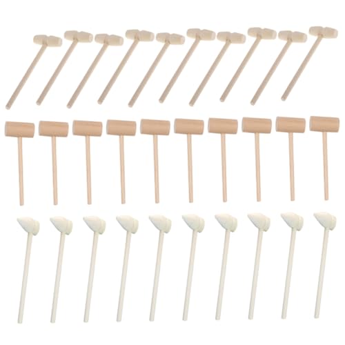 BESPORTBLE 30 Stück Teiliges Holzhammer für Robuste Langlebige Mini Hämmer aus Massivem Holz für Kuchenaktivitäten für Kreative Spiele und Bastelprojekte von BESPORTBLE