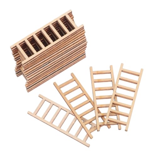 BESPORTBLE 30 Stück Teiliges Mini Holzleiter Realistische Miniatur Holztreppe für Puppenhaus Dekoration DIY Landschaftsmodell Bonsai Mikro Szene Handgefertigte Spielhaus Treppenaccessoires von BESPORTBLE