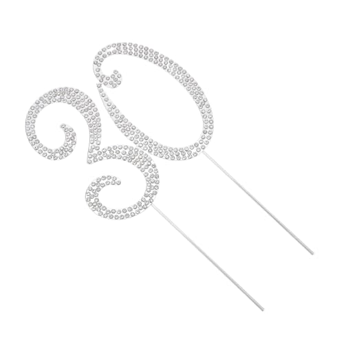 BESPORTBLE 30-jähriger Kucheneinsatz Zahlen für den Kuchenaufsatz Kuchendekorationsbedarf Alles Gute zum Geburtstagstorte Pick -Topper Cupcake Topper zum Geburtstag Strasssteine Silber von BESPORTBLE