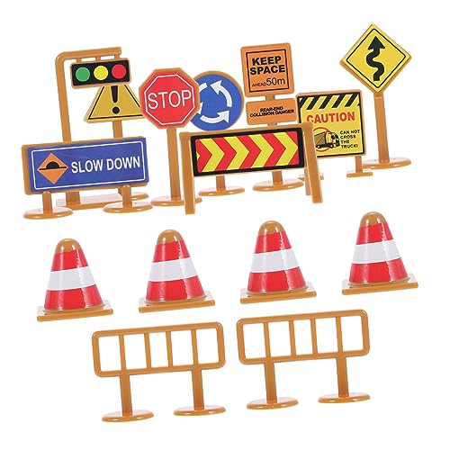 BESPORTBLE 30Stücke Mini Verkehrsstraßenschild Miniaturverkehrsbarrieren Und Pylonen Für Kreatives Und Lernspiele Für Baustellen Und Verkehrsszenarien von BESPORTBLE