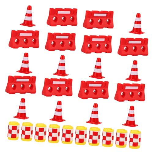 BESPORTBLE 30Stücke Mini Verkehrszeichen Spielset Teilig Pädagogisches Lernspielzeug Für Rote Rote Wasserbarrieren Und Gelbe Warnfässer Für Straßenbau von BESPORTBLE